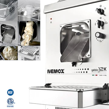 Nemox Premium Batch Freezer: Gelato 12K 120V 60Hz 1300W 1 Phase Heavy Duty Machine with Horizontal Extraction - Ideal for Ice Cream Makers!