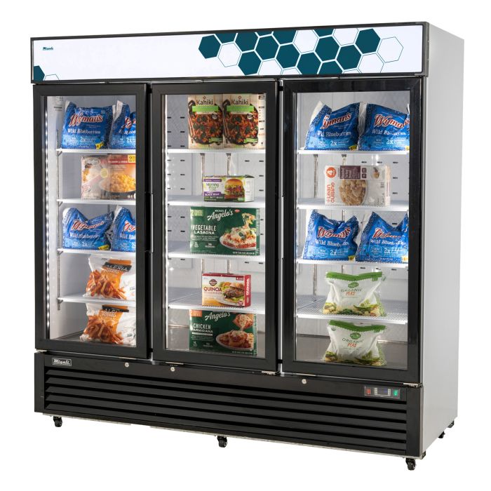 Migali 3 Door Glass Merchandiser Freezer, 72 cu/ft, C-72FM-HC