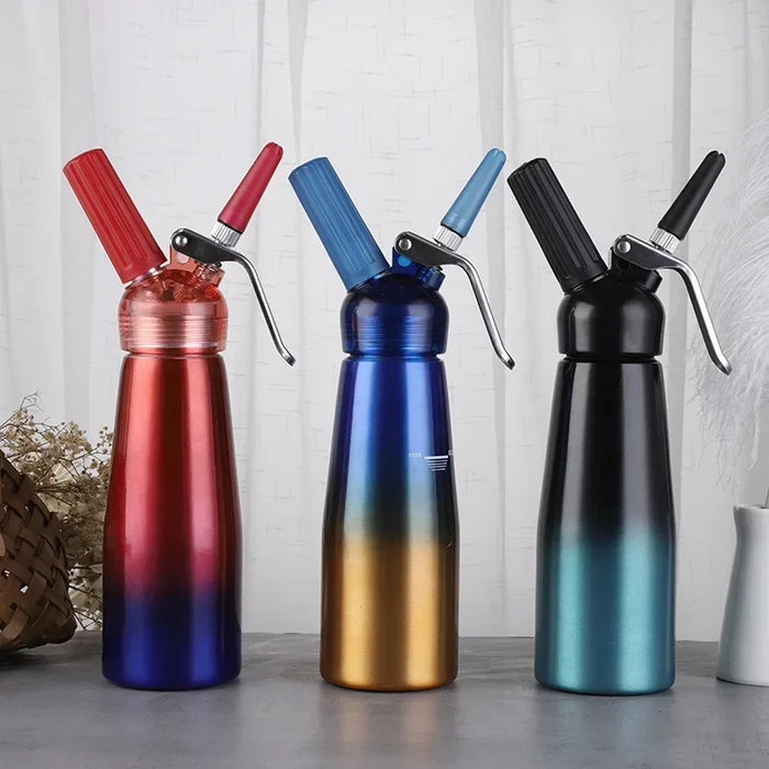 500ml Aluminum Cream Gun Chantilly Siphon Whipped Cream Dispenser Cream Foaming Gun Kitchen Accessories Tools ++Nozzle